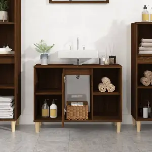 Berkfield Sink Cabinet Brown Oak 80x33x60 cm Engineered Wood