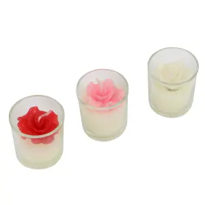 Votive Candles Unscented Rose Themed Set of 3 by Laeto Ageless Aromatherapy - FREE DELIVERY INCLUDED