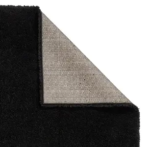 Black Plain Shaggy Rug, Easy to Clean Rug, Stain-Resistant Rug, Modern Rug for Living Room, & Dining Room-80cm X 150cm