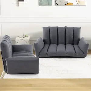 COSTWAY Foldable Floor Sofa Upholstered Recliner Chair Convertible Lazy Couch