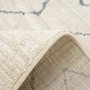 Beige Abstract Chevron Moroccan Berber Runner Rug 60x240cm