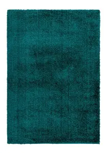 Teal Plain Modern Luxurious Shaggy Machine Made Rug for Living Room and Bedroom-200cm X 290cm