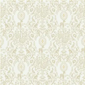 Grandeco Woodland Animals Damask Nursery Textured Wallpaper Natural Beige