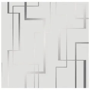 Lines Maze Wallpaper In Soft Grey And Silver