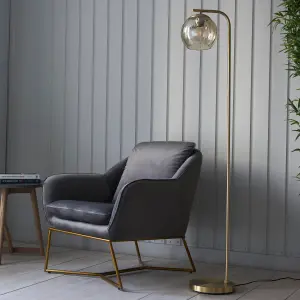 Devante Gold Effect and Champagne Lustre Dimple Shade Modern 1 Light Floor Light