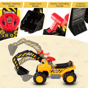 Costway Kids Ride on Toy Excavator Ride on Tractors With Safety Helmet and Toy Stones