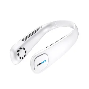 StayCool Mini Portable USB Rechargeable Bladeless Neck Fan - White