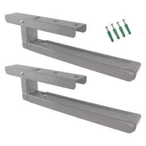 SPARES2GO Universal Extendable Wall Mounting Brackets for Microwave (Silver / Grey)