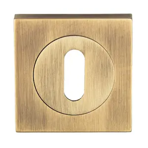 Square Lock Profile Escutcheon 51 x 51mm Concealed Fix Antique Brass