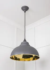 Smooth Brass Harborne Pendant in Bluff