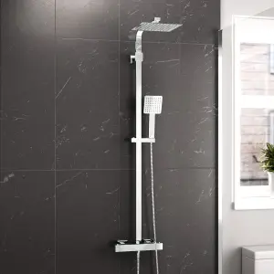 Nes Home Modern Square Exposed 2-Way Thermostatic Mixer Shower Set With Easy Fittings