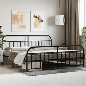 Berkfield Metal Bed Frame with Headboard and Footboard Black 200x200 cm