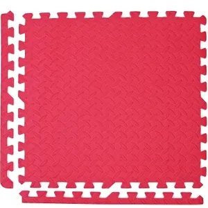 Interlocking Gym Yoga Mats in Red Anti-Fatigue EVA Soft Foam Exercise Play Floor Tiles