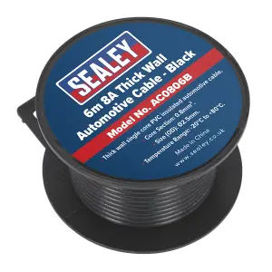 Sealey Automotive Cable Thick Wall 8A 6m Black