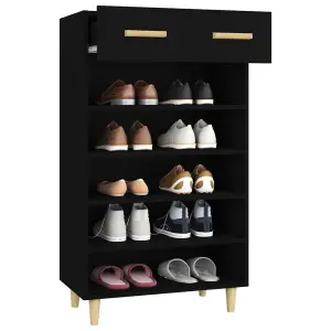 Berkfield Shoe Cabinet Black 60x35x105 cm Engineered Wood