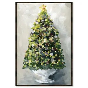 Christmas Tree 1 - Single Picture Frame Painting Espresso Floating Frame / 152.4cm H x 101.6cm W