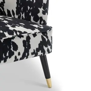 Cow Print Fabric Victoria Accent Chair with Footstool