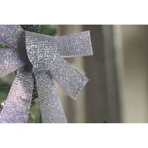 Christmas Silver Glitter Bow (Set of 3)