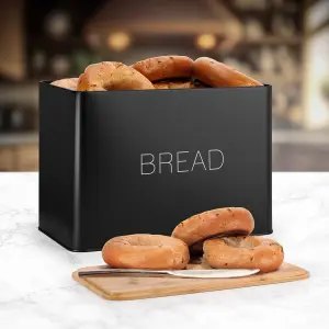 EHC Bread Bin, Bread Bins for Kitchen, Bread Tin, Large Bread Bin food Storage, Black