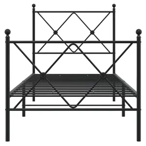 Berkfield Metal Bed Frame without Mattress with Footboard Black 75x190cm