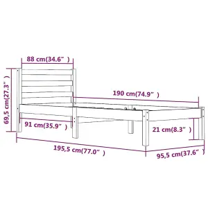 Berkfield Bed Frame Solid Wood Pine 90x190 cm Single