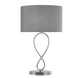 GoodHome Carnavon Modern Light grey Chrome effect Table light