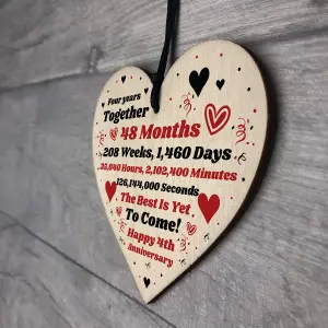 4th Anniversary Gift Husband Wife Wedding One Year Mr Mrs Gift Wood Heart