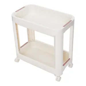 2-Tier Playroom Storage Cart Plastic Cart, White