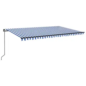 Berkfield Manual Retractable Awning with LED 500x300 cm Blue and White