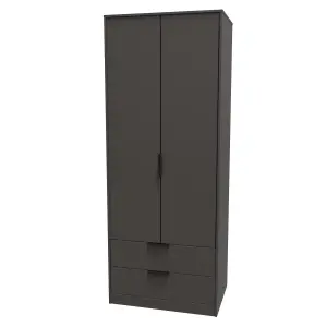 Fuji 2 Door 2 Drawer Wardrobe in Graphite (Ready Assembled)