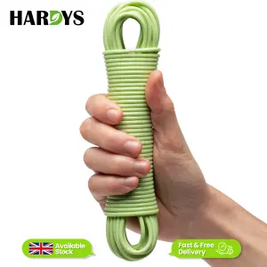 Hardys Clothes Washing Line - PVC Coated with Steel Core, Outdoor & Indoor Suitable Clothes Line, 80kg Capacity - 15m, Green