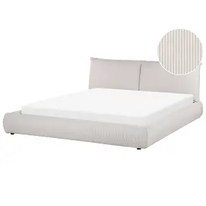 Corduroy EU Super King Size Bed Beige VINAY