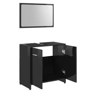 Berkfield Bathroom Furniture Set High Gloss Black Engineered Wood