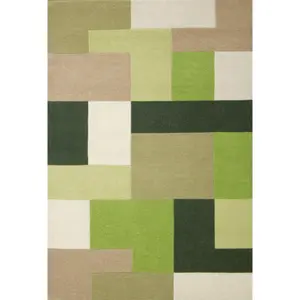 Melrose Lexus Green Soft Natural Wool Low Pile Large Area Rug 160/230cm