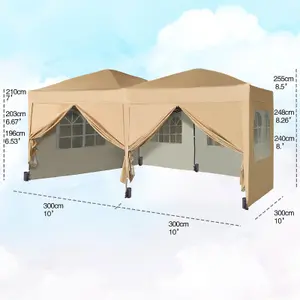 MCC Direct 3x6 Pop Up Gazebo With Removable Sides Beige