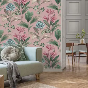 Oliana Floral Wallpaper Pink Belgravia 8485