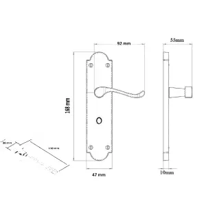 Ashford Door Handle Bathroom Lock Scroll Lever - Chrome Bath Pack Hinges