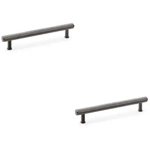 2 PACK - Knurled T Bar Pull Handle - Dark Bronze - 160mm Centres Premium Drawer Door