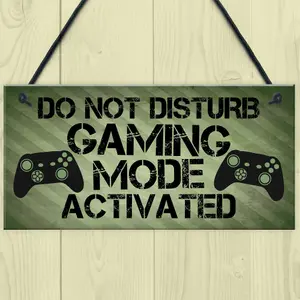 Gaming Sign Hanging Plaque For Boys Bedroom Man Cave Games Room Retro Gaming Sign