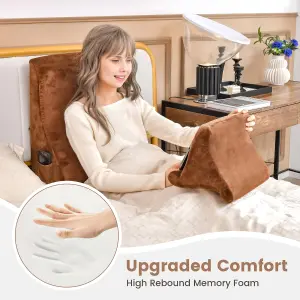 Costway 4 in 1 Bed Wedge Pillow Tablet Pillow Stand Side Pockets High Resilience Foam