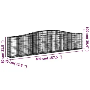 Berkfield Arched Gabion Basket 400x30x80/100 cm Galvanised Iron