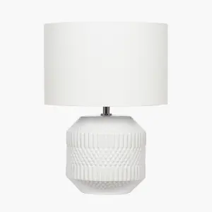 White Geo Textured Ceramic Table Lamp