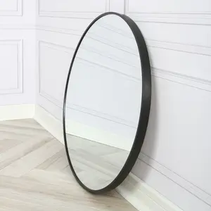 Sasheer - Round Framed Wall Mounted Mirror Black / 80cm H x 80cm W