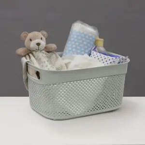 JVL Droplette Plastic Storage Basket, Ice Grey