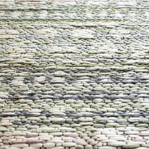 Green Striped Outdoor Rug, Striped Stain-Resistant Rug For Patio, Garden, Deck 5mm Modern Outdoor Rug-160cm X 230cm