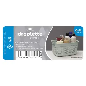 JVL Droplette Design Plastic Storage Basket, One Size, Handles, Grey