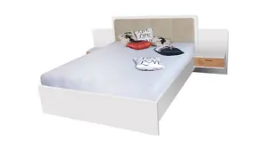 Effect Bed in Anderson Pine (White) - H1010mm D2080mm W2750mm with Bedsides, Bright and Functional