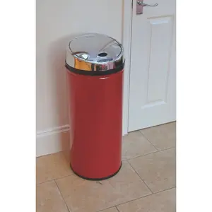 Steel Motion Sensor Rubbish Bin - 45L Red