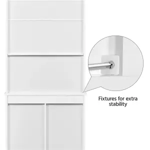 Yaheetech White Freestanding Bathroom Storage Cabinet with Glass Door