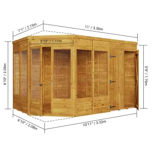 BillyOh Penton Corner Summerhouse with Side Store - Pressure Treated - 11x7 Store on left